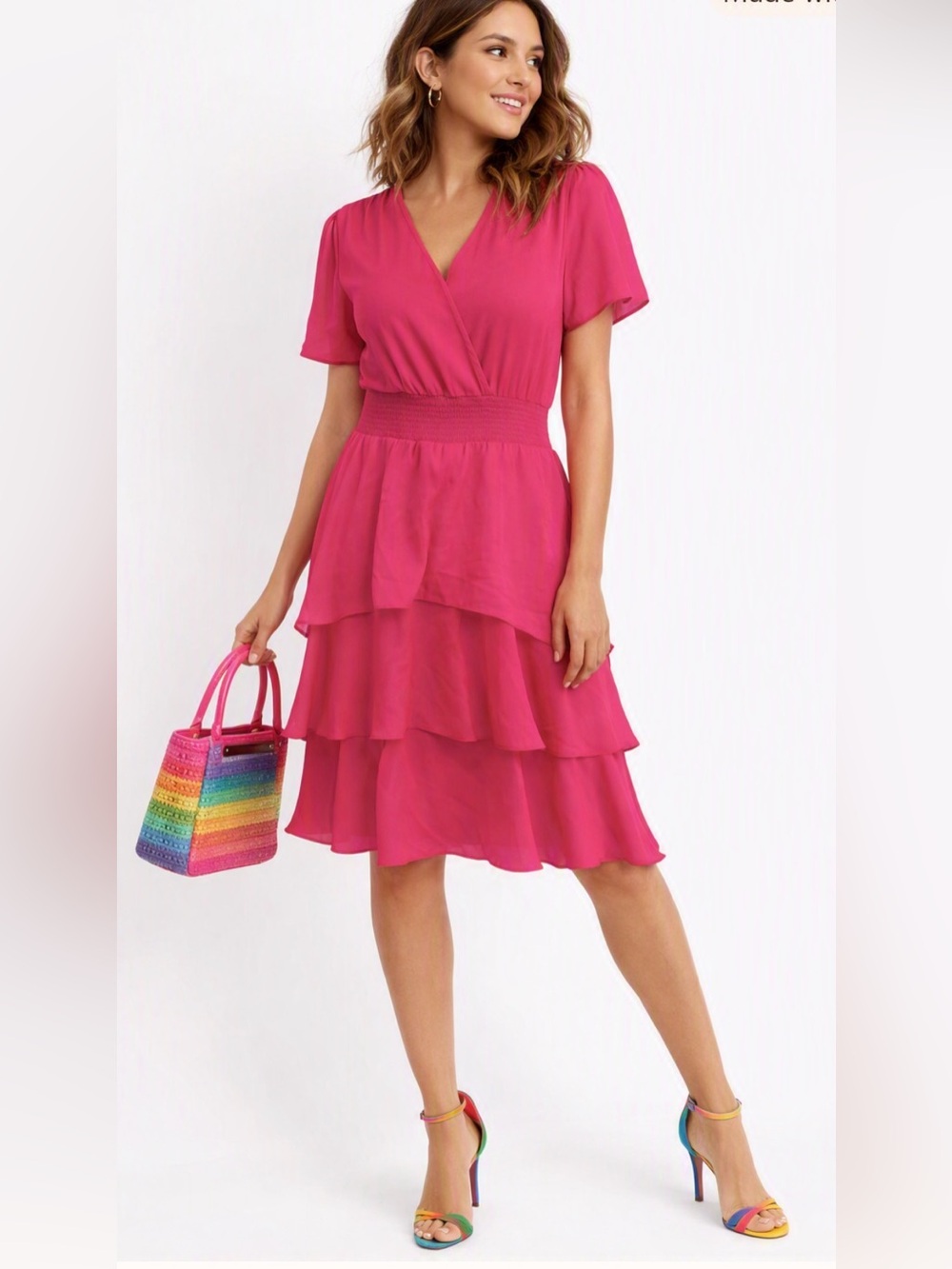 Vince Camuto Women’s Ruffled Hem Dress in Electric Pink Sz XS